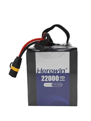 Soft Pack UAV Drohnenbatterie 53.2V Herewin 14S 22000MAH AI Flugzeug Drohne LFP LIPO Landwirtschaftliche Batterie